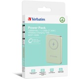 Verbatim Charge 'n' Go Lithium Polymère (LiPo) 10000 mAh Recharge sans fil Vert, Powerbank Vert clair, 10000 mAh, Lithium Polymère (LiPo), Quick Charge 3.0, Recharge sans fil, Vert