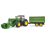 bruder John Deere 7R 350 avec chargeur frontal et remorque de transport, Modèle réduit de voiture Vert, 03155