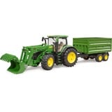 bruder John Deere 7R 350 avec chargeur frontal et remorque de transport, Modèle réduit de voiture Vert, 03155