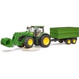 bruder John Deere 7R 350 avec chargeur frontal et remorque de transport, Modèle réduit de voiture Vert, 03155