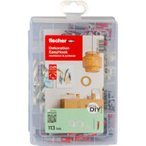 fischer EasyDIY Box Décoration EasyHook+Vis, Cheville Vert clair/Rouge