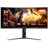 AOC CU34G4Z 34" Moniteur UltraWide gaming incurvé  Noir (Mat), 2x HDMI, DisplayPort, 2x USB-A, USB-B, 240 Hz