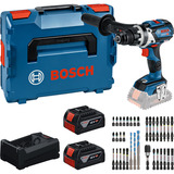 Bosch Tool set GSR 18V-110 C with 2x GBA 5.0Ah batteries, GAL 12V/18V-80 charger, and bit set (0 615 A50 0E3), Set d'outils processeur en boîte