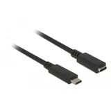 DeLOCK USB-C mâle > USB-C femelle, Câble d'extension Noir, 1 mètre