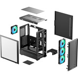 DeepCool CC550 4F boîtier midi tower Noir | 2x USB-A | 1x USB-C | RGB | Window