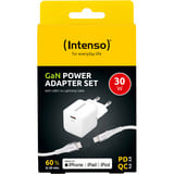 Intenso Power Adapter W30C GaN + C315L Lightning Kabel, Chargeur Blanc