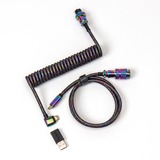Keychron Premium Coiled Aviator Cable - Rainbow Plated Black, Angled, Câble Noir, 1,08 mètres