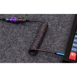 Keychron Premium Coiled Aviator Cable - Rainbow Plated Black, Angled, Câble Noir, 1,08 mètres