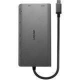 Lindy DST-Mini XT, Mini Docking Station USB-C pour Laptop pour un écran (4K) ou deux écrans (Full HD) & charge 100W, Station d'accueil Mini Docking Station USB-C pour Laptop pour un écran (4K) ou deux écrans (Full HD) & charge 100W, Avec fil, USB 3.2 Gen 1 (3.1 Gen 1) Type-C, 100 W, 1000 Mbit/s, Noir, Gris, SD