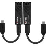 Lindy Extender Fibre Optique USB 3.2 Type C, 100m, Câble d'extension Noir, 100m, Émetteur et récepteur réseau, 100 m, 10000 Mbit/s, Fibre, USB 3.2 Gen 1 (3.1 Gen 1) Type-C, Noir