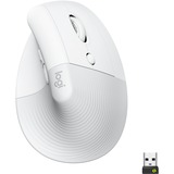 Logitech Lift Vertical ergonomique, Souris Blanc/Gris clair, Bluetooth, 4000 DPI