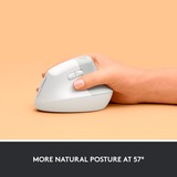 Logitech Lift Vertical ergonomique, Souris Blanc/Gris clair, Bluetooth, 4000 DPI