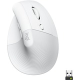 Logitech Lift souris Droitier RF sans fil + Bluetooth Optique 4000 DPI Blanc/Gris clair, Droitier, Conception verticale, Optique, RF sans fil + Bluetooth, 4000 DPI, Blanc