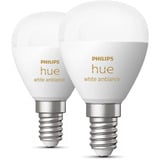 Philips Hue White Ambiance E14 Lampe Intelligente Forme Goutte Pack Double 470 lm, Lampe à LED 