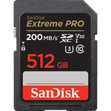 SanDisk Extreme PRO 512 Go SDXC Classe 10, Carte mémoire Noir, 512 Go, SDXC, Classe 10, 200 Mo/s, 140 Mo/s, Class 3 (U3)