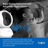 TP-Link TC71 caméra de sécurité Dôme Caméra de sécurité IP Intérieure 2304 x 1296 pixels Bureau, Caméra de surveillance Blanc/Noir, Caméra de sécurité IP, Intérieure, Sans fil, Amazon Alexa & Google Assistant, 2400 MHz, Bureau