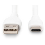 Digitus Câble de connexion USB 2.0 en silicone USB-A > USB-C Blanc