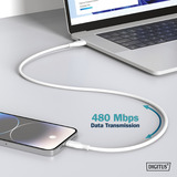 Digitus Câble de connexion USB 2.0 en silicone USB-A > USB-C Blanc