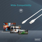 Digitus Câble de connexion USB 2.0 en silicone USB-A > USB-C Blanc