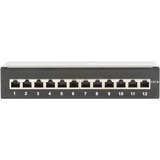 Digitus Version de bureau CAT 6A, panneau de brassage de classe EA, blindé Noir, panneau de brassage de classe EA, blindé, 10 Gigabit Ethernet, RJ-45, Noir, Acier galvanisé, SECC, Montage de rack, 1U