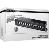 Digitus Version de bureau CAT 6A, panneau de brassage de classe EA, blindé Noir, panneau de brassage de classe EA, blindé, 10 Gigabit Ethernet, RJ-45, Noir, Acier galvanisé, SECC, Montage de rack, 1U