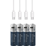 MediaRange Batterie USB-C Li-Ion, Mignon AA I 1.5V | 1400 mAh, pack de 4 