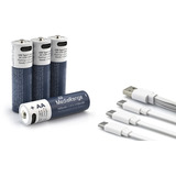 MediaRange Batterie USB-C Li-Ion, Mignon AA I 1.5V | 1400 mAh, pack de 4 