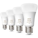 Philips Hue A60 - Ampoule connectée E27 - 800 (pack de 4), Lampe à LED Philips Hue White and Color ambiance A60 - Ampoule connectée E27 - 800 (pack de 4), Ampoule intelligente, Blanc, Bluetooth/Zigbee, LED, E27, 2000 K