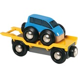 BRIO Radio Commande Véhicule Miniature - Wagon Transport de Voiture avec Rampe, Jeu véhicule Wagon transport de voiture avec rampe, 0,3 an(s), Noir, Bleu, Jaune