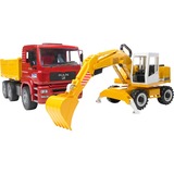 bruder Camion-benne MAN TGA avec grue Liebherr, Modèle réduit de voiture Rouge/Jaune, 02751