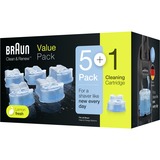 Braun Cartouches De Recharge Clean & Renew CCR, Nettoyant Pour Rasoir Pack De 5 + 1, Détergent Nettoyant Pour Rasoir Pack De 5 + 1, Bleu, Plastique, Irlande, geschikt voor alle Braun Clean&Charge reinigingsstations, 1,19 kg, 135 mm