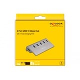 DeLOCK Hub USB 10 Gbps avec 4 ports + port de chargement rapide Gris