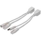 Digitus DN-95001 Passive PoE, Adaptateur Blanc, Kit de câbles RJ45 femelle vers RJ45 mâle avec Alimentation