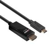 Lindy 43317 câble vidéo et adaptateur 10 m USB Type-C HDMI Type A (Standard) Noir Noir, 10 m, USB Type-C, HDMI Type A (Standard), Mâle, Mâle, Droit