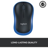 Logitech Wireless Mouse M185, Souris Bleu, Ambidextre, Optique, RF sans fil, 1000 DPI, Noir, Bleu, Vente au détail