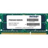 Patriot 4GB PC3-12800 module de mémoire 4 Go 1 x 4 Go DDR3 1600 MHz, Mémoire vive 4 Go, 1 x 4 Go, DDR3, 1600 MHz, 204-pin SO-DIMM