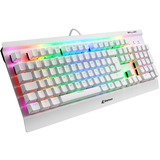 Sharkoon SKILLER SGK3 clavier USB QWERTY Anglais, Espagnole Blanc, clavier gaming Blanc, Layout ES, Kailh Red, Taille réelle (100 %), USB, Clavier mécanique, QWERTY, LED RGB, Blanc