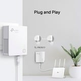TP-Link TL-PA717KIT 1000 Mbit/s Ethernet/LAN Blanc 2 pièce(s), Powerline 1000 Mbit/s, IEEE 1901, IEEE 802.3, IEEE 802.3ab, IEEE 802.3u, Type C, Gigabit Ethernet, 10,100 Mbit/s, HomePlug AV2