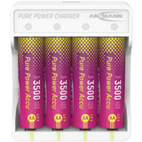Ansmann Chargeur lithium Pure Power Set 4× accus Mignon AA et module de charge Blanc/multicolore