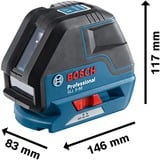 Bosch GLL 3-50P 0 - 50 m, Laser Cross Ligne Bleu/Noir, IP54, LR6 (AA), 1,5 V, 18 h, -10 - 40 °C, 83 x 146 x 117 mm
