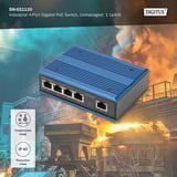 Digitus Commutateur industriel Gigabit PoE 4 ports, non géré, Switch 