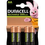 Duracell 4 LR06 1300mAh Batterie rechargeable Hybrides nickel-métal (NiMH) Batterie rechargeable, Hybrides nickel-métal (NiMH), 1,2 V, 4 pièce(s), 1300 mAh, Multicolore