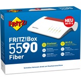 FRITZ! 5590 Fiber Routeurs sans fil, Routeur fibre optique Box 5590 Fiber, Wi-Fi 6 (802.11ax), Bi-bande (2,4 GHz / 5 GHz), Ethernet/LAN, Blanc, Routeur