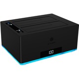 ICY BOX IB-127CL-U3 Station d'accueil de disques de stockage Noir HDD, SATA, Série ATA II, Série ATA III, 2.5,3.5", 18 To, 5 Gbit/s, Noir