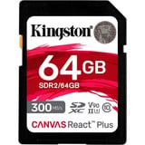 Kingston Canvas React Plus 64 Go SDXC, Carte mémoire Noir, UHS-II U3, Class 10, V90