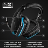 Logitech G935 Wireless 7.1 Surround Sound LIGHTSYNC casque gaming over-ear Noir, PC, PlayStation 4, Xbox One, Nintendo Switch