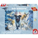 Schmidt Spiele Mark Fredrickson : Amour des chiens - Labrador noir dans la neige, Puzzle 