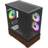 Thermaltake View 170 WS ARGB boîtier mini tower Noir/bois | 2x USB-A | RGB | Verre Trempé