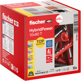 fischer Cheville à tige longue HybridPower 10x90 T Rouge/gris