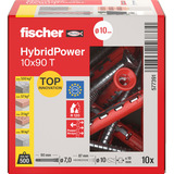 fischer Cheville à tige longue HybridPower 10x90 T Rouge/gris